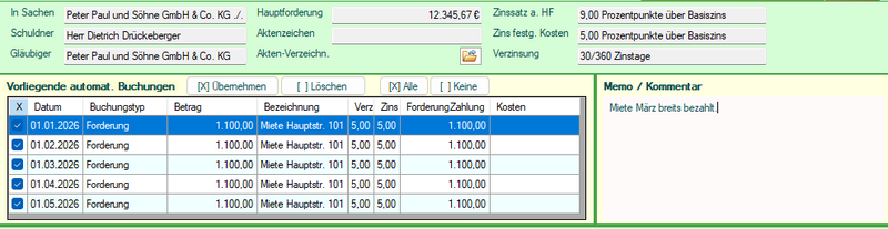 Arbeitsbereich Journalansicht 025 vorliegende Buchungen