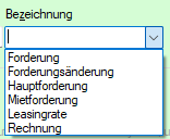Buchnungstyp Forderung 015 vorgeschlagene Bezeichnungen