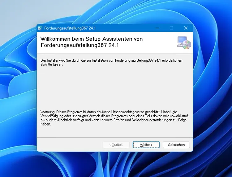 Setup-Assistent der Forderungsaufstellung 367