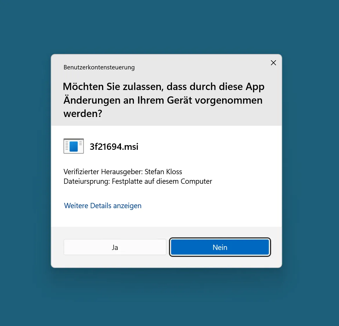 Benutzerkontensteuerung bei Installation Software Forderungsaufstellung 367